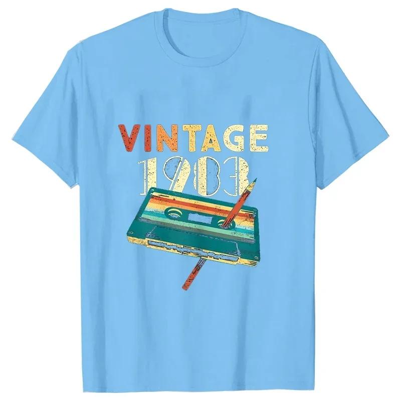 Unisex Tshirt Vintage 1983 Music Cassette 40th Birthday Gifts 40 Years Old T Shirts Summer Music Lover Graphic Harajuku Streetwear