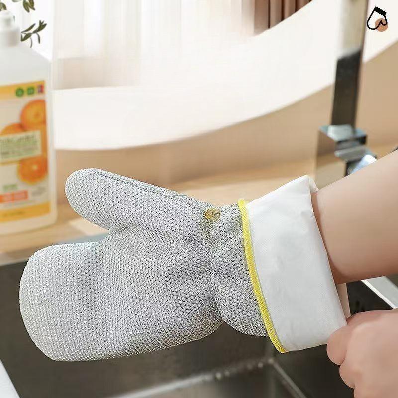 

Steel wire gloves, ball washing dishes, degreasing and brushing dishes,multi-functional warmth and durability,housework cleaning белый
