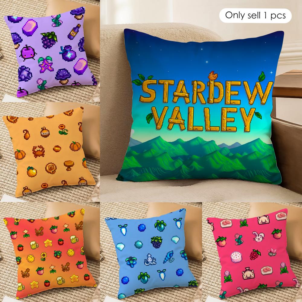 Game SStardew ValleyES Cushion Cover Soft Plush Fabric DoubleSided Printed Cushion Covers for All Seasons Home Decor