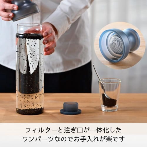 HARIO Filter-in-Bottle Carafe, Heat-Resistant Glass, 1000ml Capacity, Gray, for Cold Brew Tea, Made In Japan, FIR-100-TGR