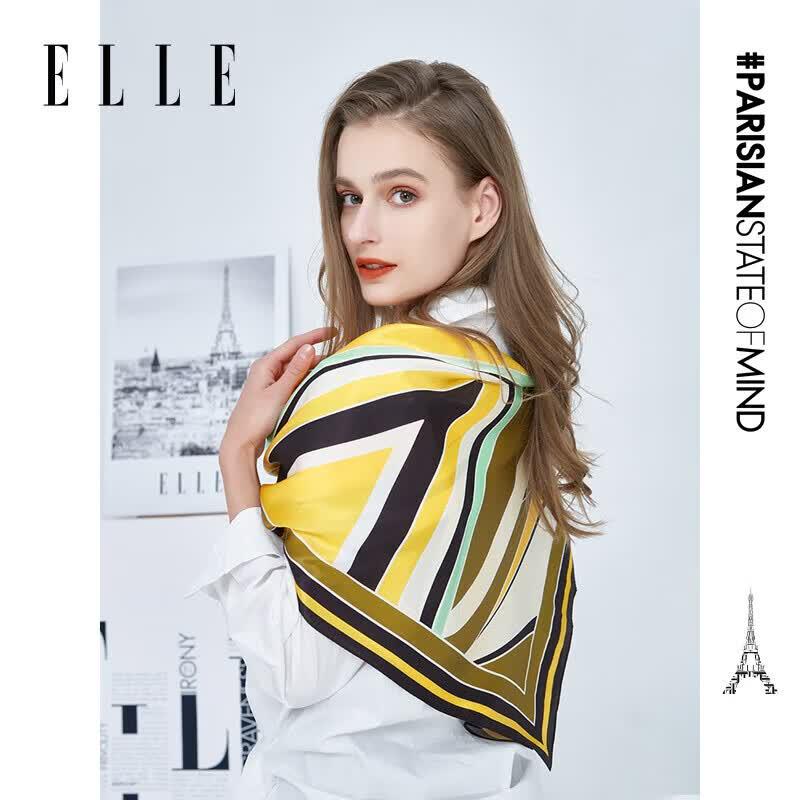 ELLE Butterfly Print Mulberry Silk Square Scarf