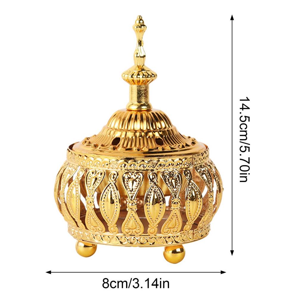 

Metal Incense Burner Holder Censer Cone Arabian Stick Frankincense Vintage Bakhoor Coil Ash Catcher Iron Aromatherapy Fragrance