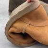 Johnature Genuine Leather Snow Boots Plush Warm Cotton Shoes Round Toe Flat Bottom Short Boots