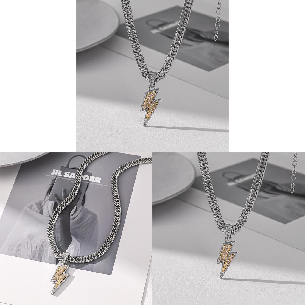 Lightning Chain Necklace Copper Microinlaid Geometric Jewelry For Street Dance Styles