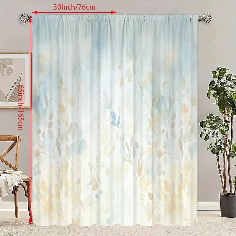 

Flower Core Printed Curtain Polyester Material Suitable Bedroom Living Room Study Private Space Set Of 2 Elegant Made Washable Sitting Ready W100*H70(CM)-Grommet top&2PCS