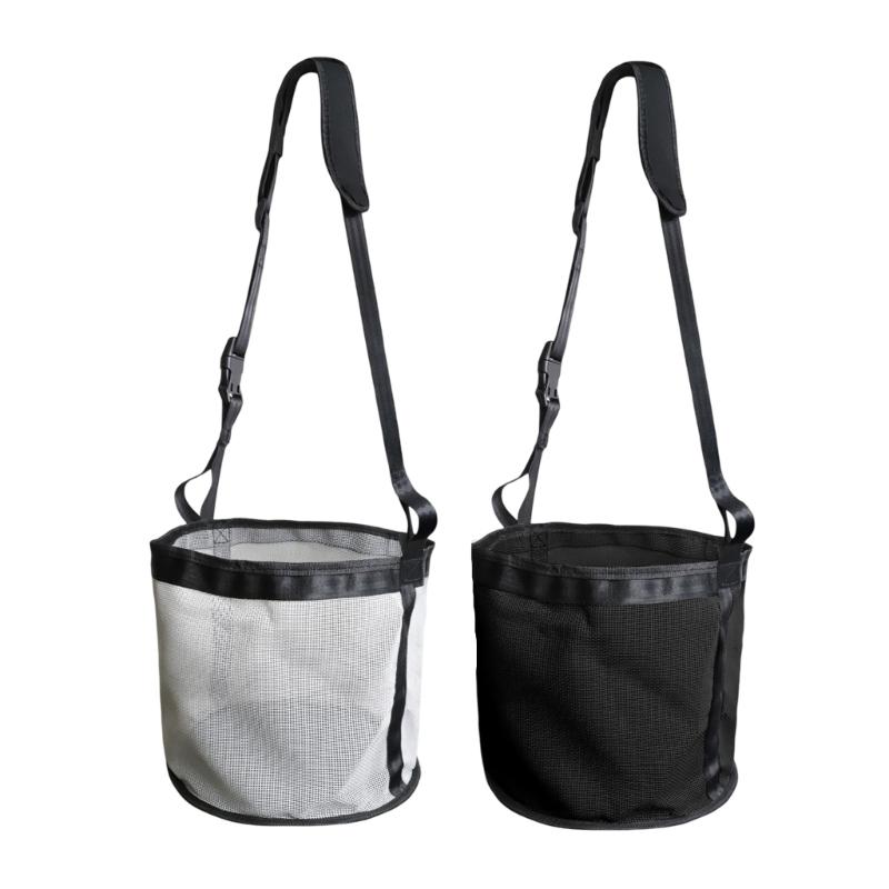 Hanging Horse Feed Bag with Adjustable Webbings Strap, Mesh Grass Holder and Reinforced Trim for Dry Forage Feeding, 2 Pack