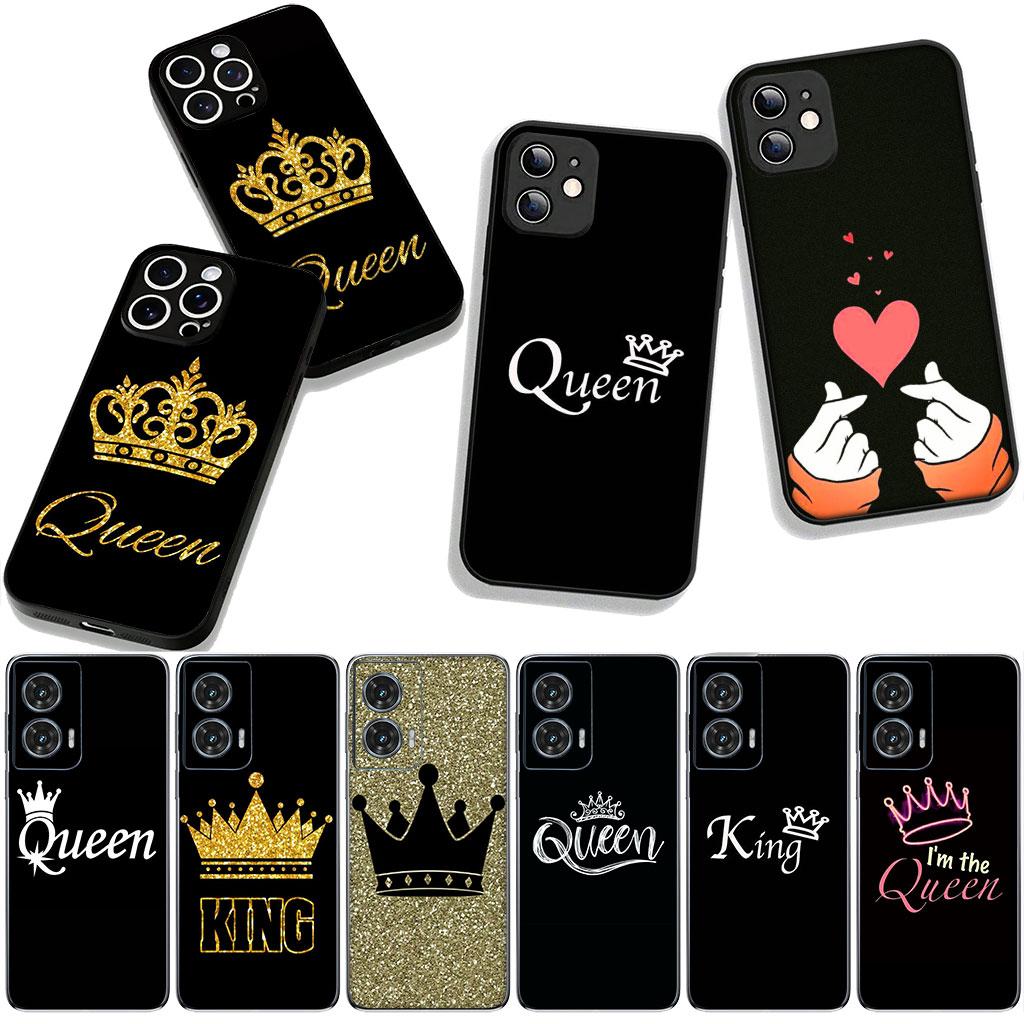 for Motorola Moto G54 G05 G24 G55 G75 G85 G15 G57 G86 Power Edge 50 30 Ultra Fusion neo Pro Case Heart Crown King Queen Princess