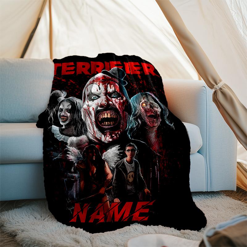 Personalized Custom Name Blanket - Terrifier Art the Clown Print Design,Blanket for Sofa,Bed,Travel,Camping - Soft and Warm, Great Gift