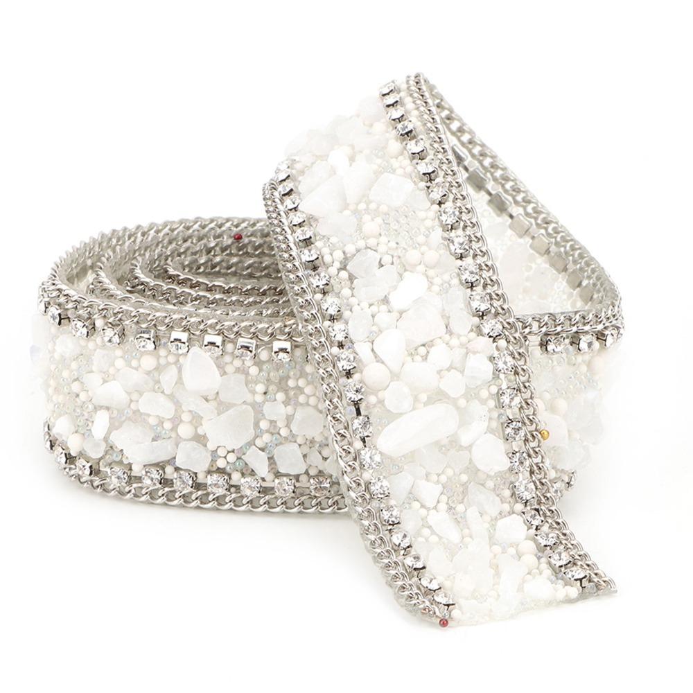 1pcs 50cm Length Diamond Mesh Wrap Roll Mesh Wrap Rhinestone Chain Trim DIY Craft Accessories белый
