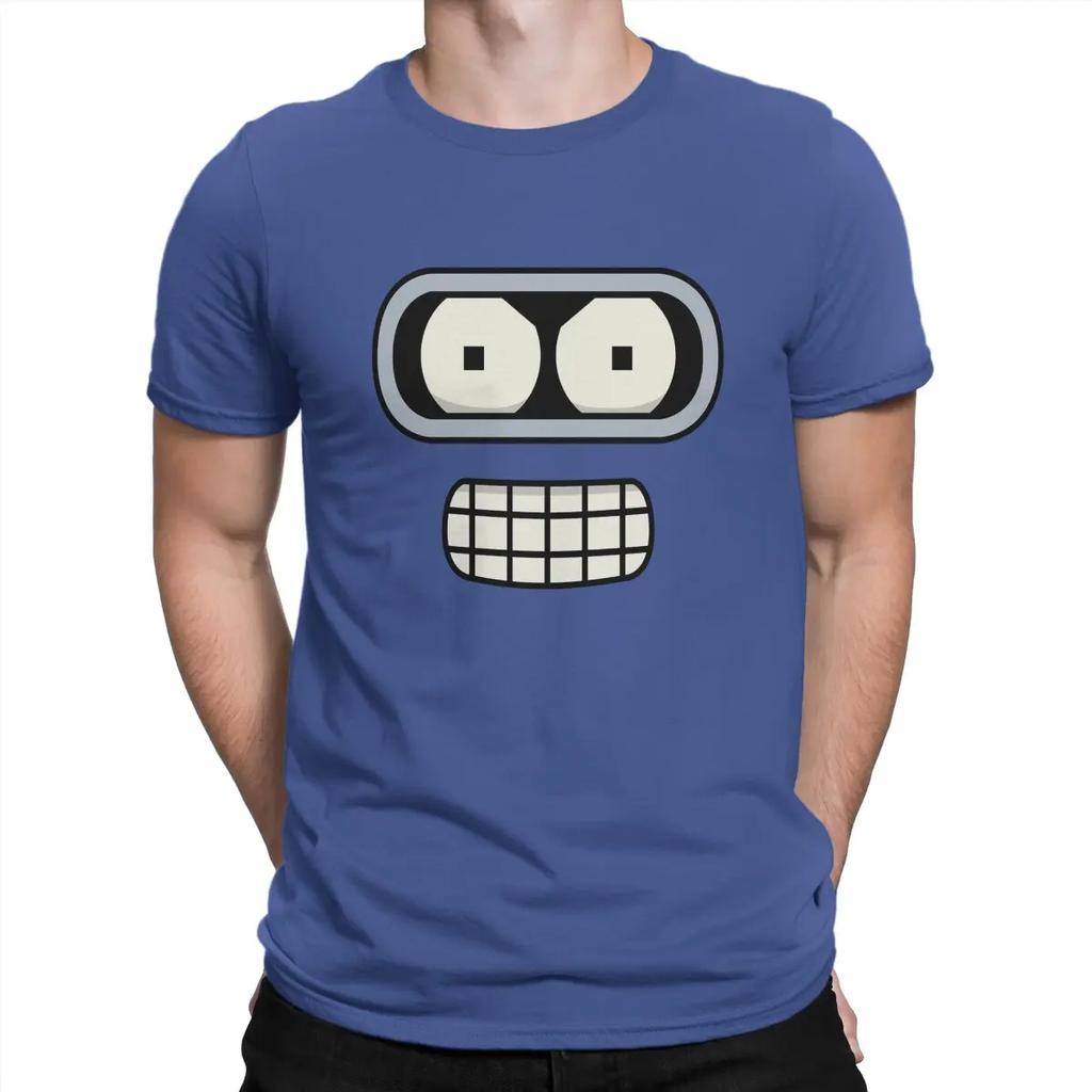 Benders Gesicht T-Shirts Herren F-Futurama Freizeit Reine Baumwolle T-Shirts Rundhals Kurzarm T-Shirt Geburtstagsgeschenk Oberteile