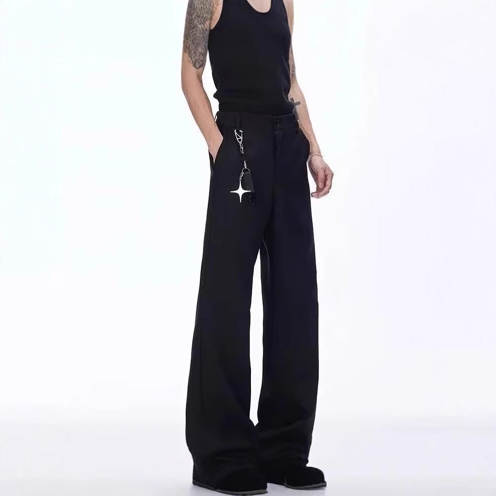 American retro casual black micro-Latin pants men's spring and summer pendant high-end versatile suit pants
