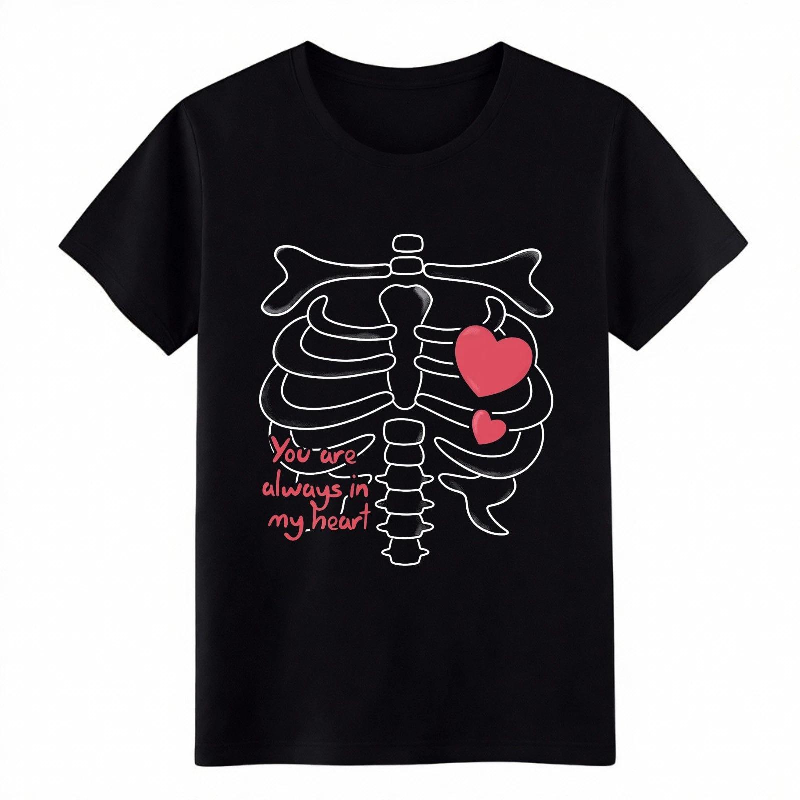 Valentine s Skeleton Heart T-Shirt-You Are Always in My Heart Daily Graphic Tee XL