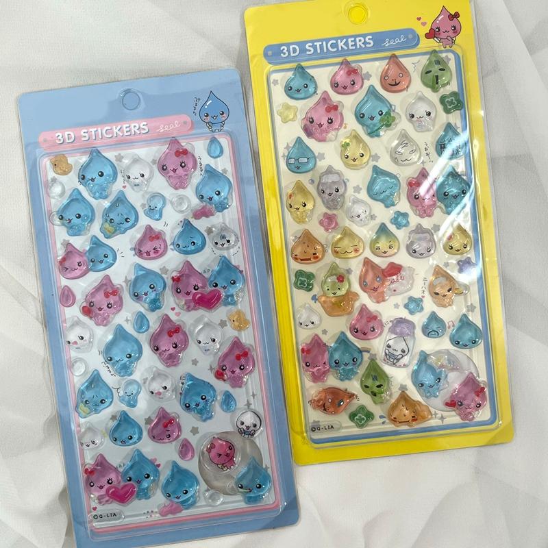 3D Cartoon Crystal Stickers Cute Little Water Drop Glitter Stickers Phone Cases Decal Journal Diy Decorative Sticker Party Gifts