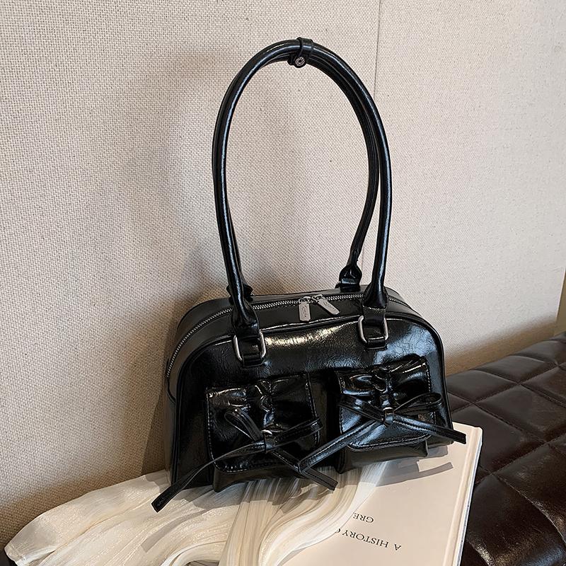 Stylish Shoulder Bags for Women Pure Color Big Capacity Commuter Mini Boston Underarm Bag Luxury Designer Handbag