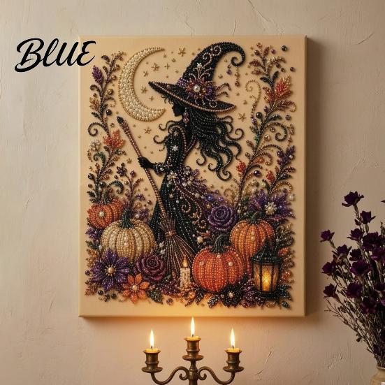 3D Faux Pearl Pumpkin Witch 2Pcs Halloween for Adults Art Craft Art Ghost Crow Painting