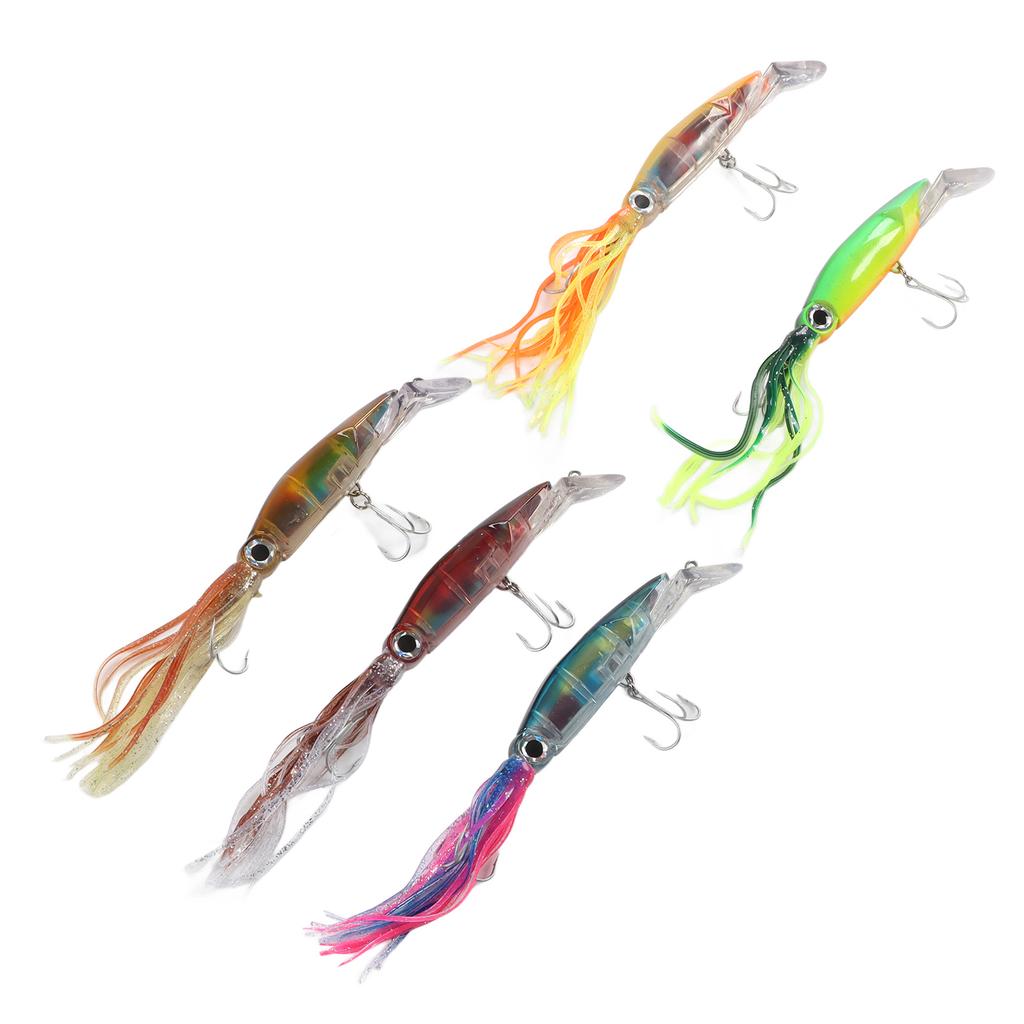 5 Stück Lebensechter Oktopus-Köder Tragbar Bunt Tintenfisch Harte Angelköder Swimbait für Salzwasser Süßwasser