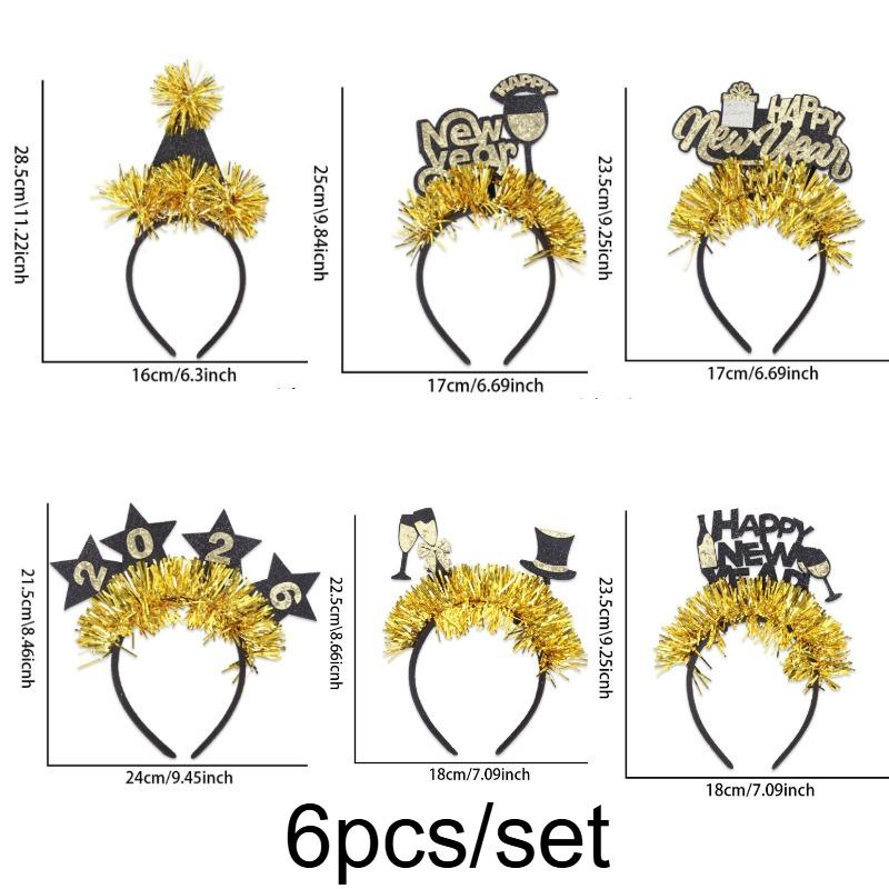 

6pcs 2026 Number Headbands,New Year S Eve Party Headpieces for Countdown Celebration, Photo Booth Prop Group & Party Accessories