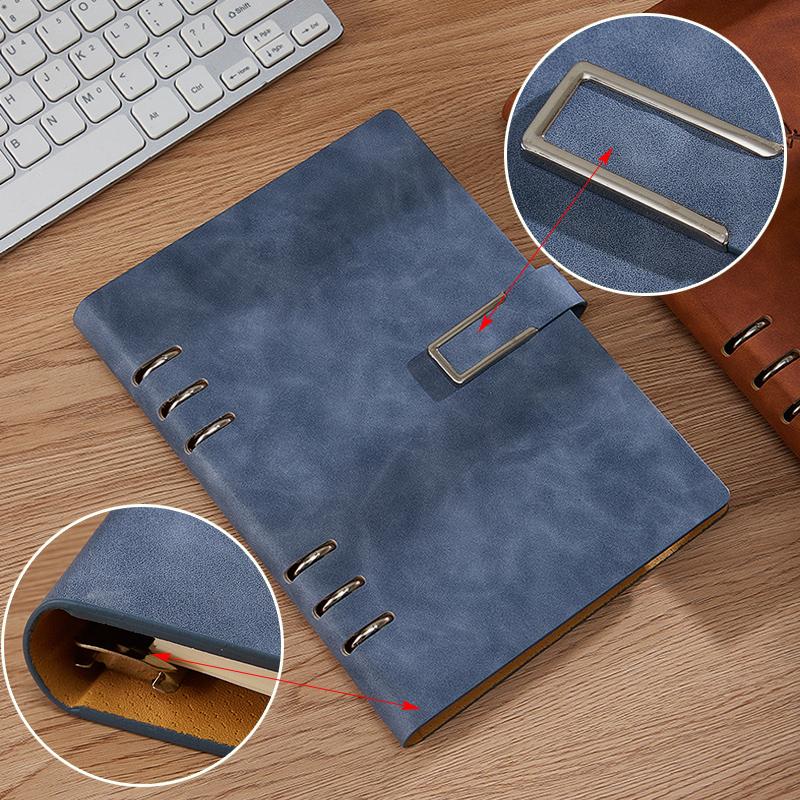 A5/B5 Detachable Metal Clip Loose Leaf Retro Notebook 100 Sheets/Book PU Hardcover Writing Diary Office Conference Study CS-021