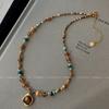 Tiger Eye Beaded Necklace - Natural Stone Clavicle Chain for Women, Titanium Steel
