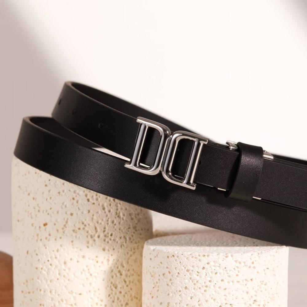 DakS Black Dd Silver Buckle Leather Women S Belt Single option