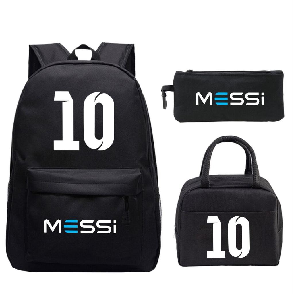 Football Star Peripheral Printed Backpack, Primary And Secondary School Children'S Three-Piece Simple Schoolbag