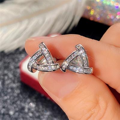 Luxusní piercing do ucha Huitan s trojúhelníkovým tvarem a kamenem CZ, jednoduché a stylové, pro ženy, OL styl, trendy šperky