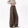 American trendy brand nfit curved split belt wide-leg pants men's and women's loose retro casual pants tide