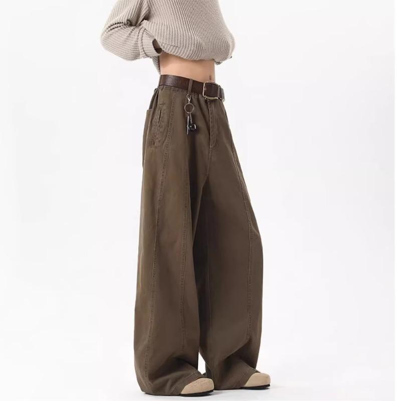 American trendy brand nfit curved split belt wide-leg pants men's and women's loose retro casual pants tide