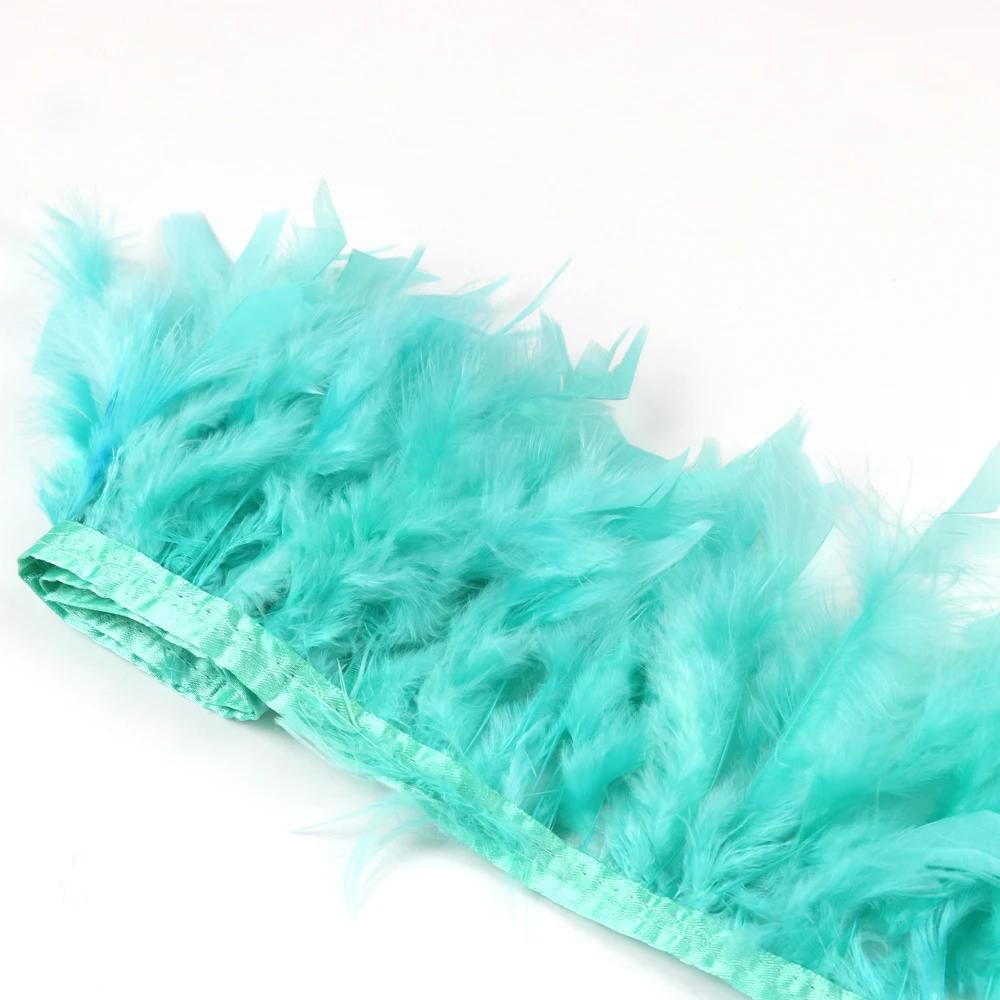 1Meters Natural Turkey Feathers Trim Height 10-15Cm Wedding Clothing Dress Decoration Diy Feather Ribbon Sewing Crafts