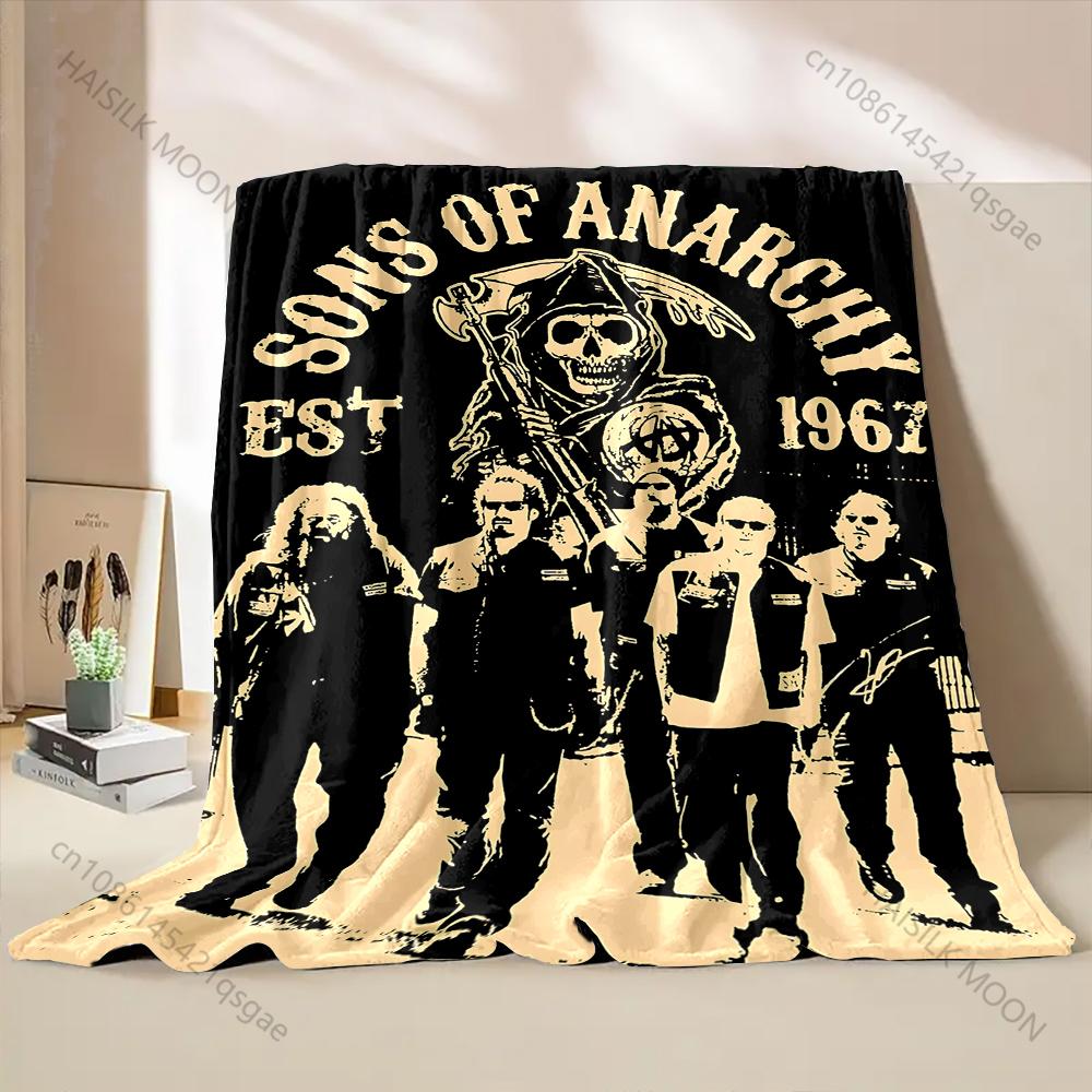 1PC Motorcycle Club Poster Print Adult Children Warm Blankets Home Travel Car Soft Comfortable Suitable for All Seasons