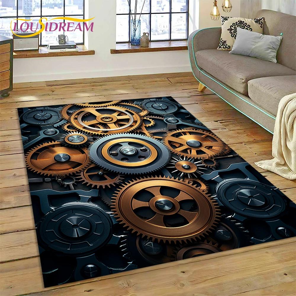 3D Mechanical Cogs Gears Steampunk Rug Carpet for Living Room Bedroom Decor,floor Mat Non-slip Decoration for Sofa Doormat Gifts