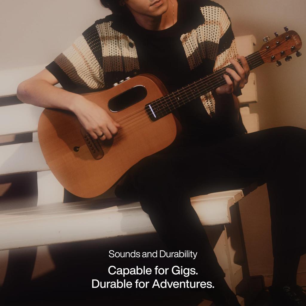 LAVA ME AIR Portable Spruce Electric Acoustic travel guitar with onboard effects and magnetic Guitar. Beginner's pickup.