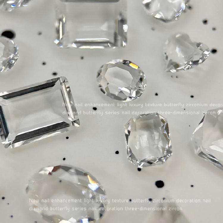 5Pcs Pointed Bottom Nail Rhinestones Gems 3D Mixed Shapes Clear Crystals Diamond