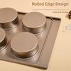 Non-Stick Carbon Steel Baking Tray 6-Cavity Thick Hamburger Bun Mold Food Grade Easy To Release Muffin Top Pan Oven Baking