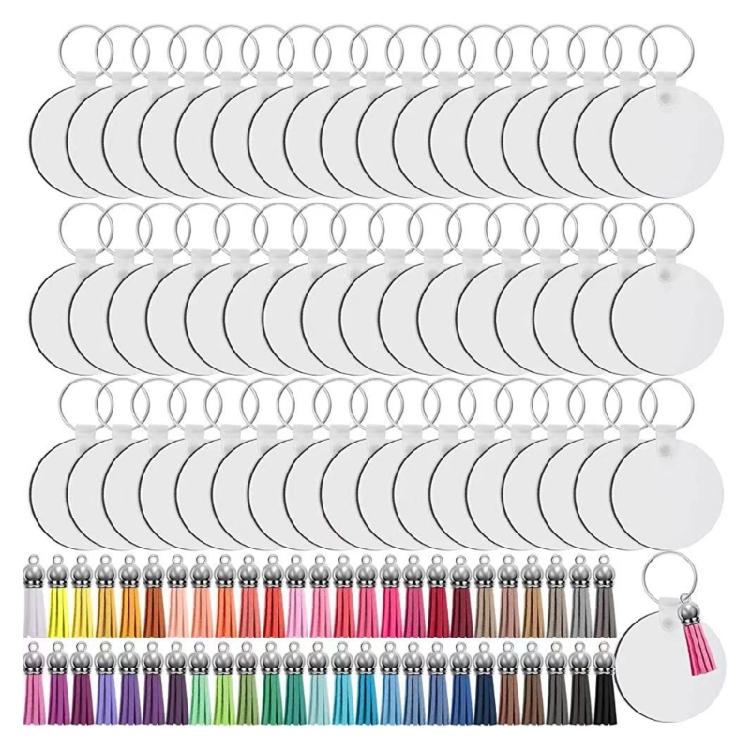 200Pieces Sublimation Blanks for DIY Keychain Craft Ornament with Tassel