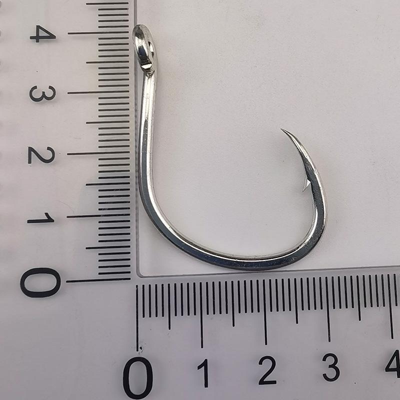 10Pcs Sets Tin-Plated Anti-Rust Jig Hooks with Eyelets High Carbon Steel Deep Sea Fishing Hooks