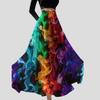 Spring Summer Women's Bohemian Printed Skirt High-Waist A-Line Long Floral Skirt
