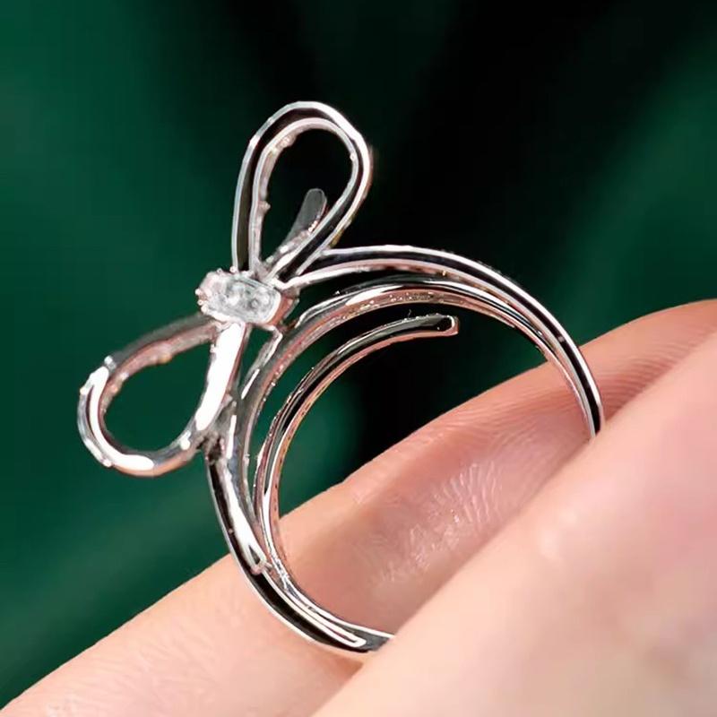 

CAOSHI Exquisite Copper Color Finger Rings for Women Temperament Sweet Bow Design Wedding Zircon Cubic Zirconia Accessories 6