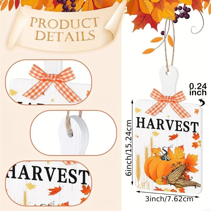 Handcrafted Thanksgiving Wooden Door Hanging Bucolic Home Decors Natural Wall Plaque for Seasonal Interior Display HX6C