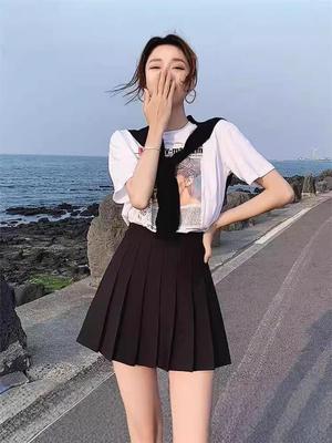2024 Women's High Waist JK College Style A-Line Pleated Skirt for Spring/Summer
