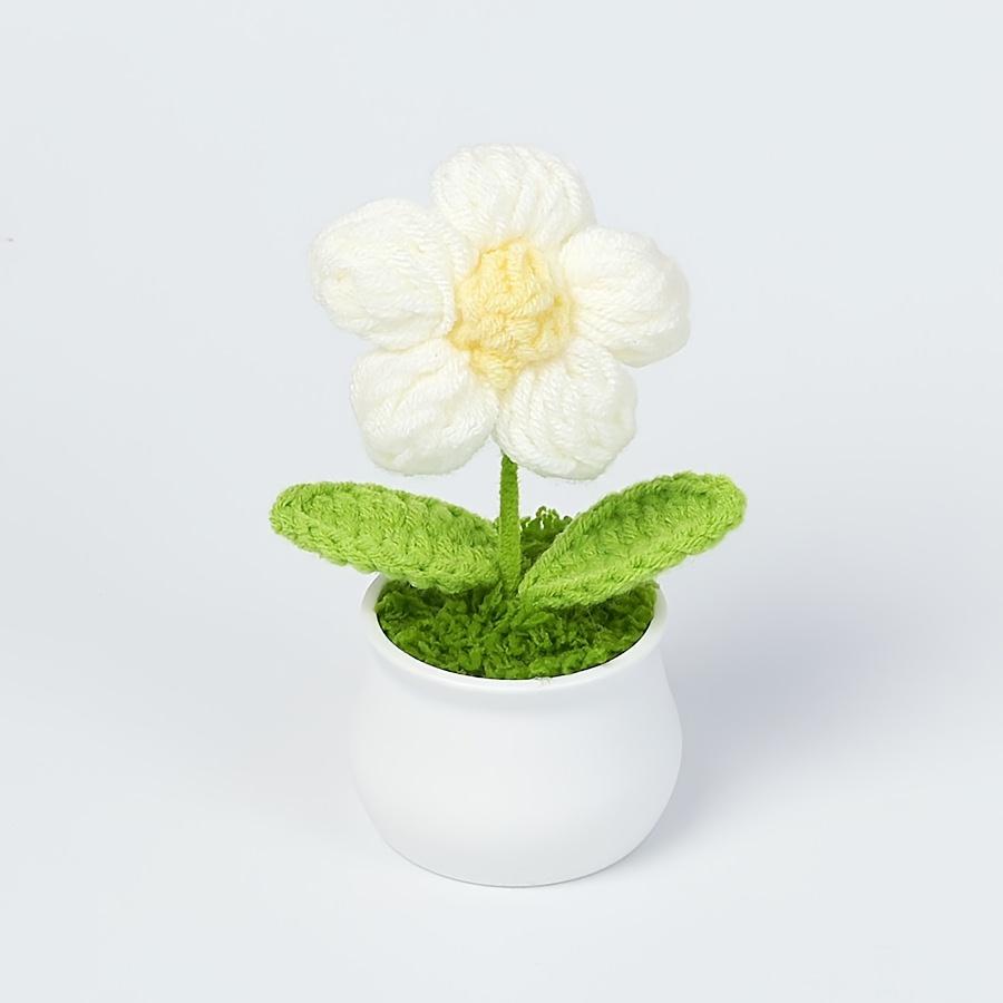 

3pcs Mini Potted Plants, Office Desk Decorations, Hand Woven Simulated Woolen Flowers