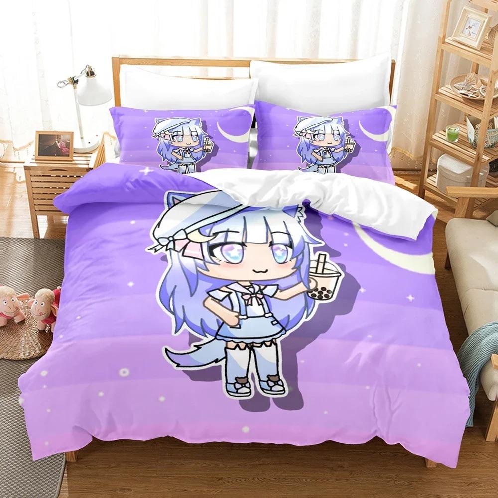 3D Anime The Gacha Girl Ložní soupravy Sada povlaku na přikrývku s povlakem na polštář Dvojlůžko Plná Velikost Queen King Ložní prádlo Domácí textil