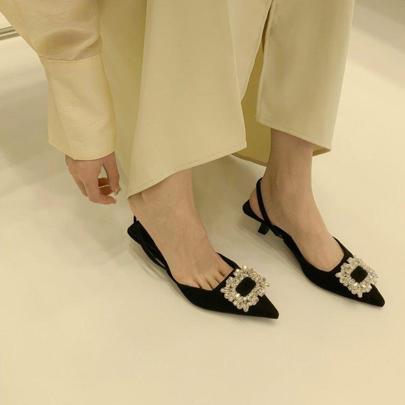 Fashion 2025 spring stiletto toe drag Korean version sexy party sandals women's shoes rhinestone fashion summer sandals zapatos de tacón