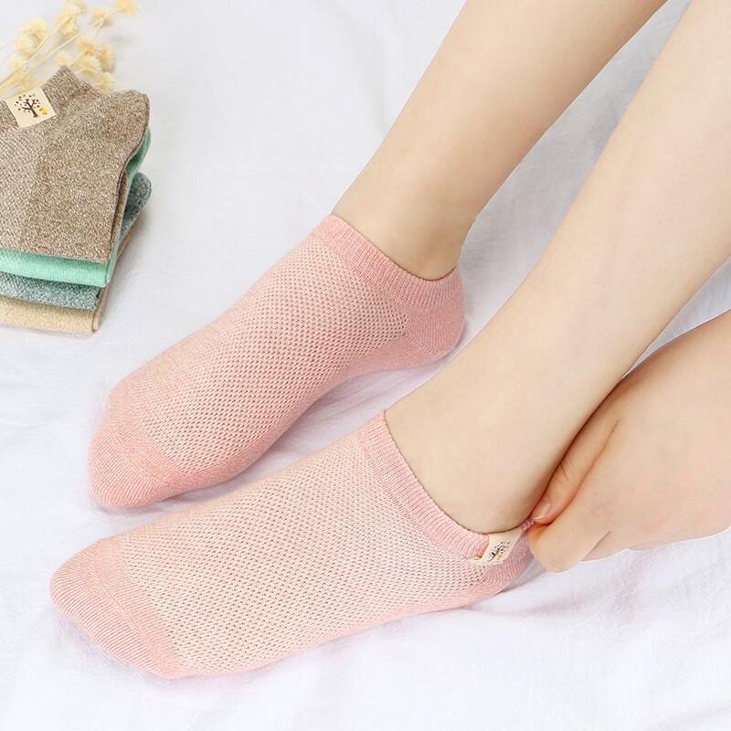 LANGSHA Women's 100% Cotton Mesh Breathable Short Socks - 6 Pairs Mixed Colors