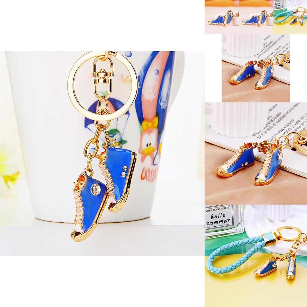 Fashionable Mini High Top Shoes Key Ring Stunning Rhinestone Decoration For Keys