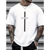 Men's Way Maker Print Short Sleeve T-Shirts, Comfy Casual Elastic Crew Neck Tops For Men's Outdoor Activities