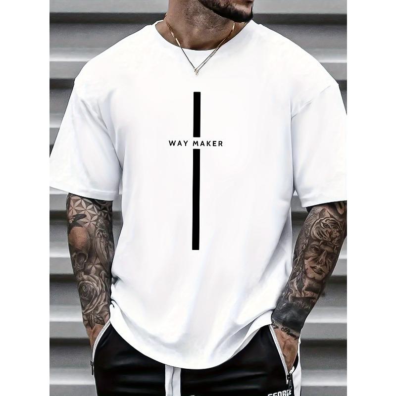 

Мужские футболки с принтом Way Maker , короткий рукав, удобные повседневные эластичные топы с круглым вырезом для мужских активностей на свежем воздухе S белый