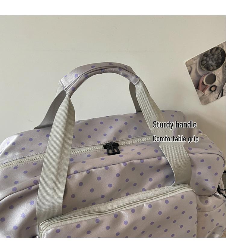 Korean Polka Dot Commuter Shoulder Bag – Large Capacity Wet/Dry Fitness & Travel Bag
