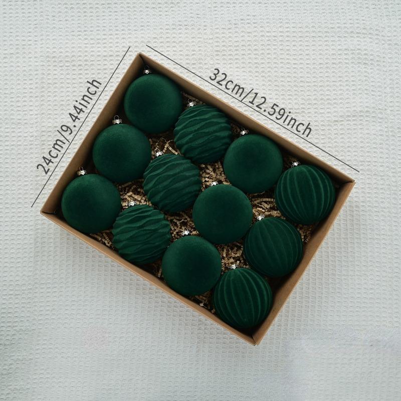 

Рождественский шар из флока, плюшевый бархатный рождественский шар, украшение для рождественской елки, подвеска, рождественские украшения, принадлежности темно-зеленого