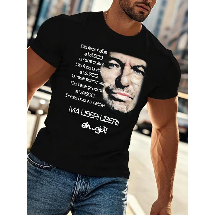 Vasco Rossi Liberi Liberi 2000 Y2K Retro Italian Rock T-Shirt - with an Iconic Logo Printed, This Casual T-Shirt Is Perfect for Concerts And Daily